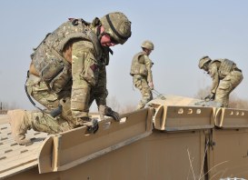 British engineers building a bridge in Afghanistan